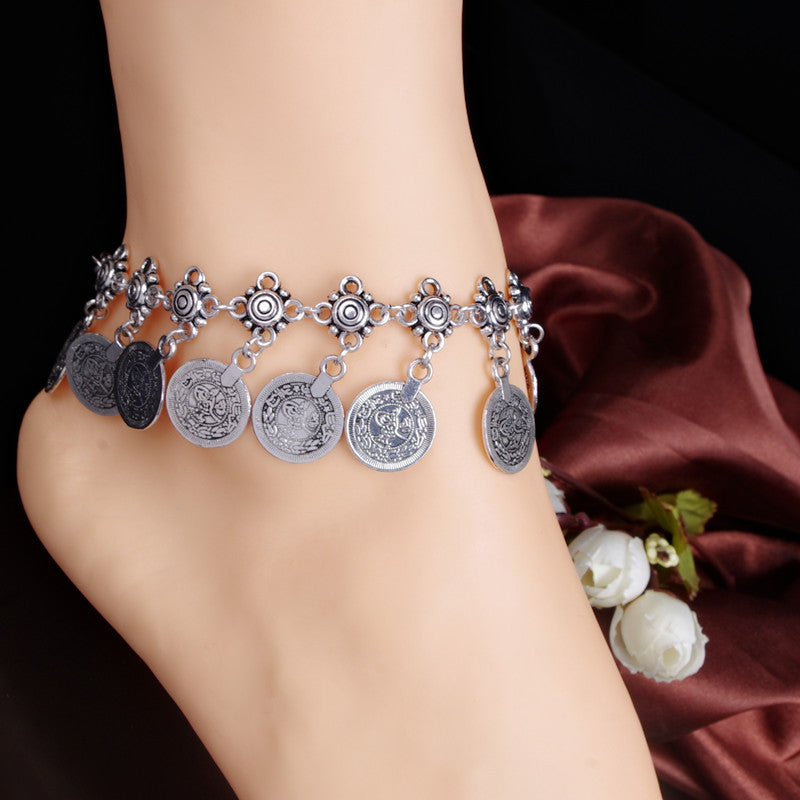 Turkish Festival Jewelry Bohemian Ethnic vintage style Silver Gold Coin Charm Bracelet