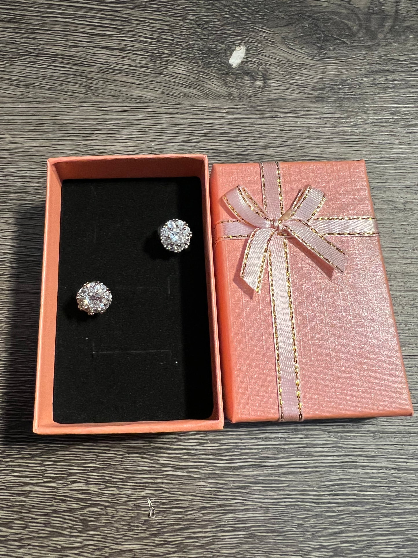 14K White Gold Zircon Stud Earrings For Women with gift box