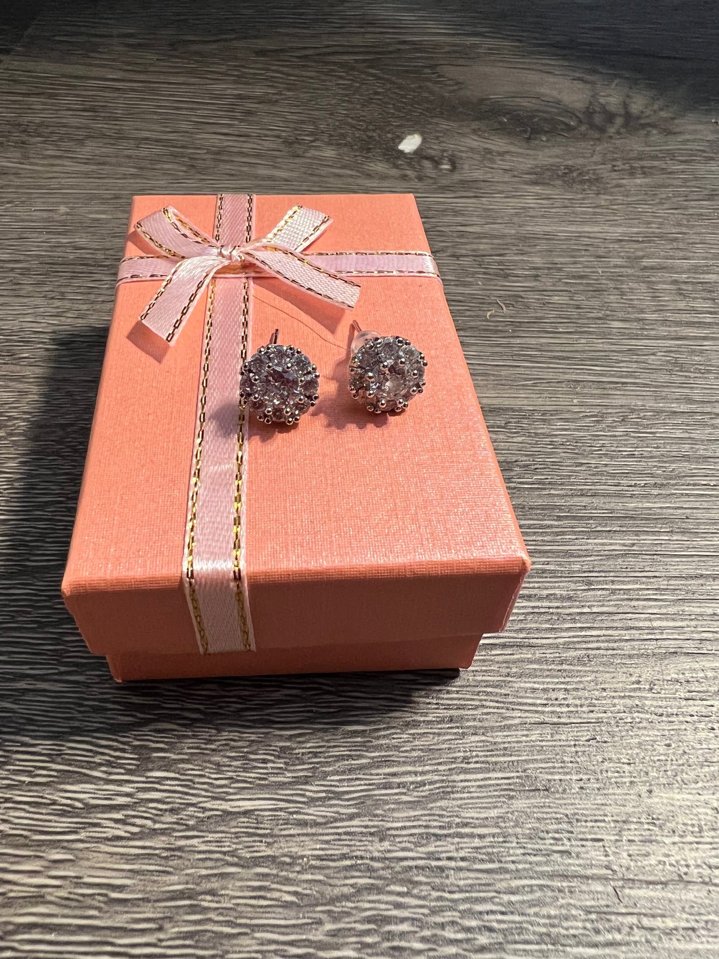 14K White Gold Zircon Stud Earrings For Women with gift box