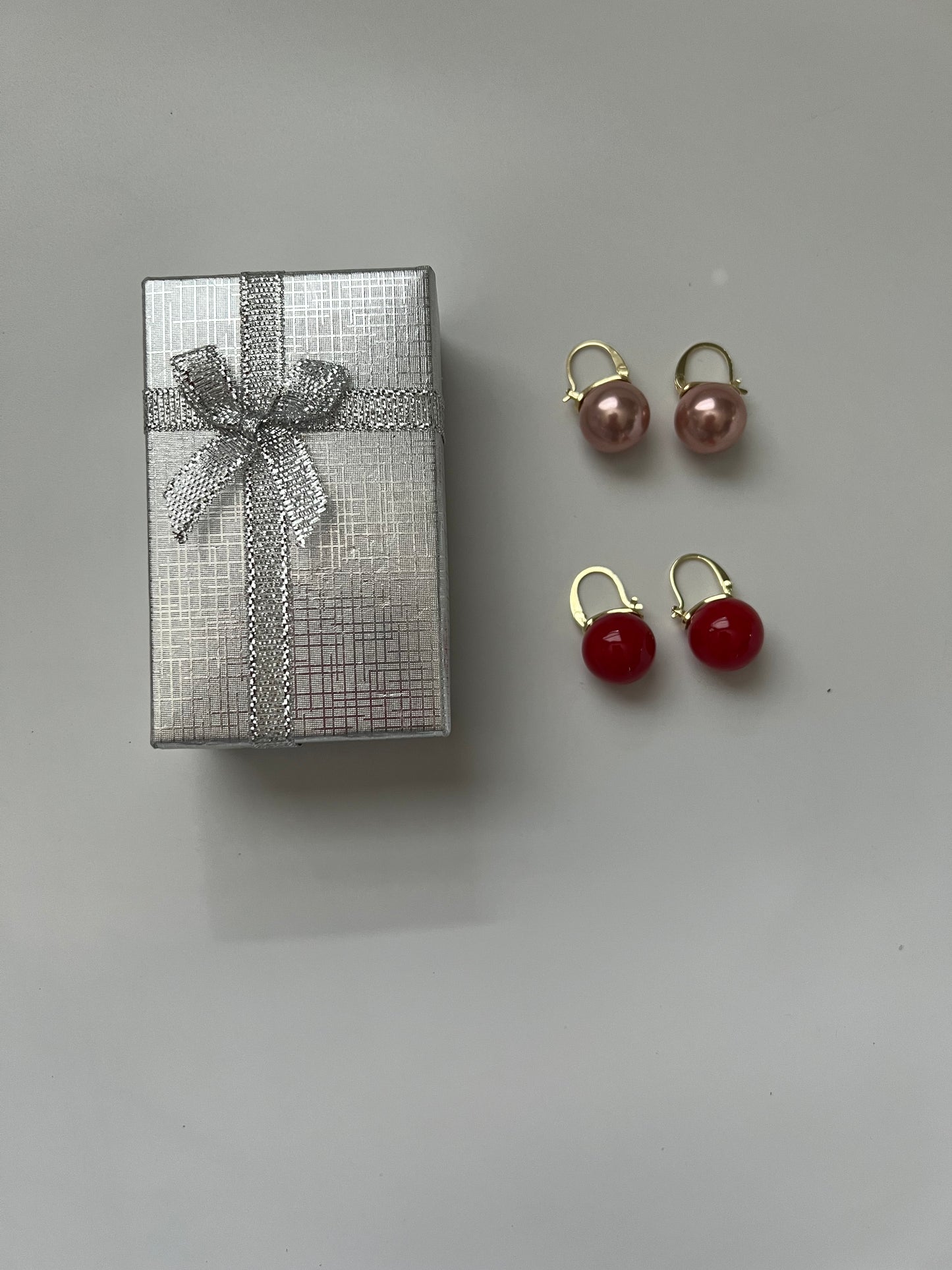 14K White Gold Zircon Stud Earrings For Women with gift box