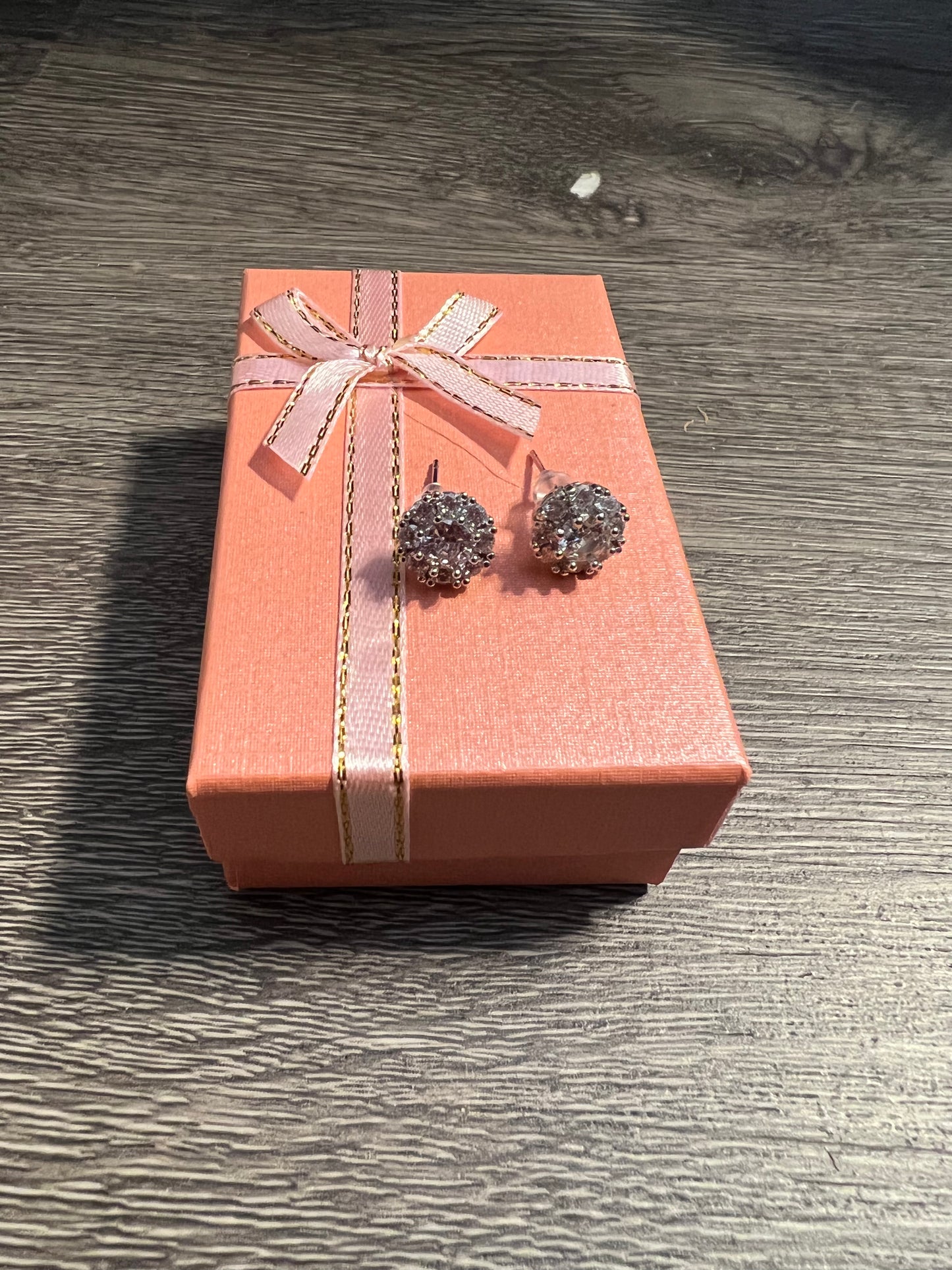 14K White Gold Zircon Stud Earrings For Women with gift box