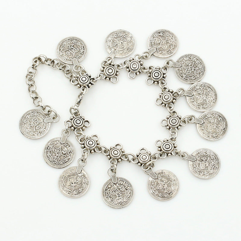 Turkish Festival Jewelry Bohemian Ethnic vintage style Silver Gold Coin Charm Bracelet