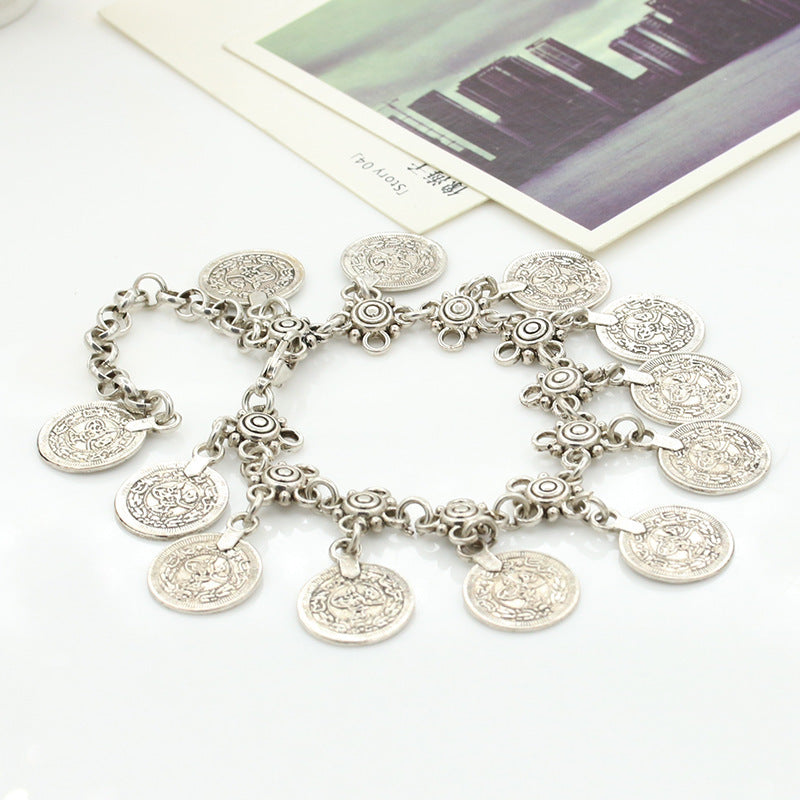 Turkish Festival Jewelry Bohemian Ethnic vintage style Silver Gold Coin Charm Bracelet