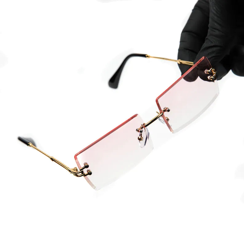 Unisex Fashions Popular Rimless Rectangles Sunglasses Shades Alloy Glasses Uv400 With Sunglass Case