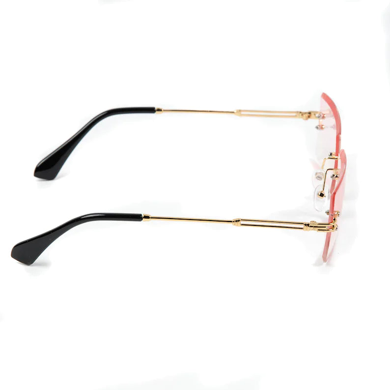 Unisex Fashions Popular Rimless Rectangles Sunglasses Shades Alloy Glasses Uv400 With Sunglass Case