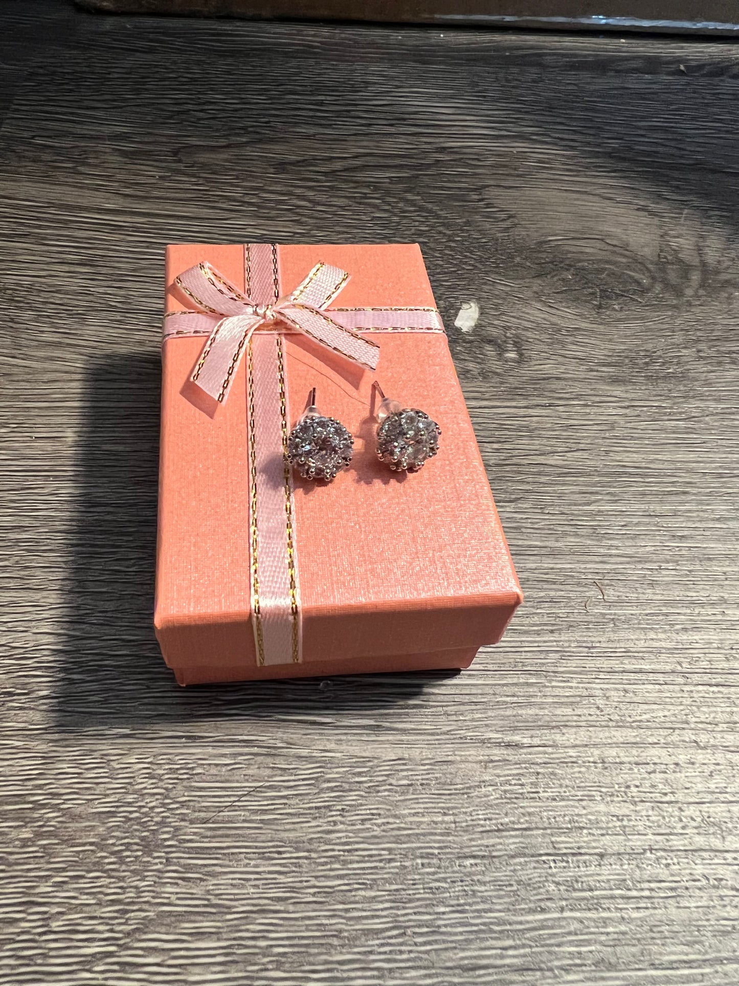 14K White Gold Zircon Stud Earrings For Women with gift box