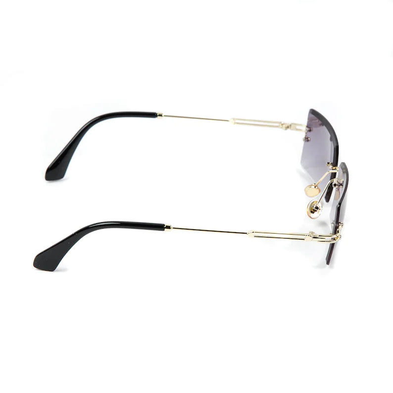 Unisex Fashions Popular Rimless Rectangles Sunglasses Shades Alloy Glasses Uv400 With Sunglass Case