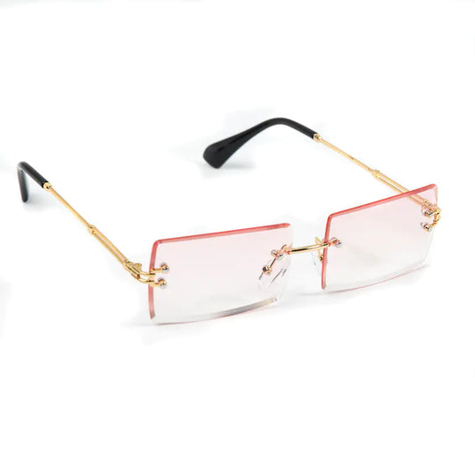 Unisex Fashions Popular Rimless Rectangles Sunglasses Shades Alloy Glasses Uv400 With Sunglass Case