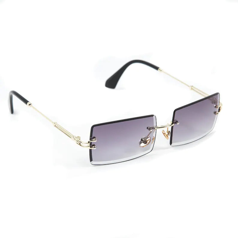 Unisex Fashions Popular Rimless Rectangles Sunglasses Shades Alloy Glasses Uv400 With Sunglass Case